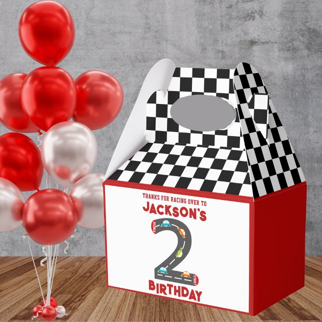 Race Cars Second Birthday Kids Party Favor Box (Creator Uploaded)