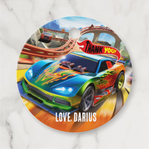 Race Cars Thank You Tags - Birthday Party Gift Tag