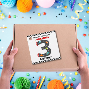 Race Cars Third Birthday Kids Party Favour Tags