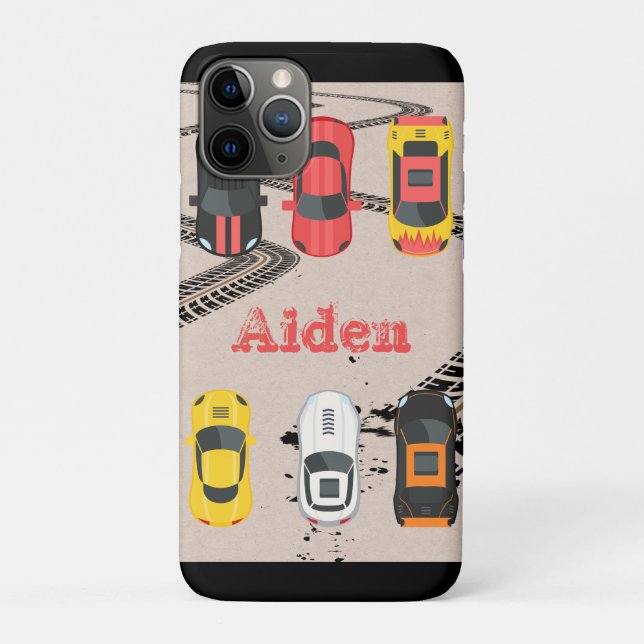 Race Cars with Tire Tread Marks Personalized      Case-Mate iPhone Case (Back)