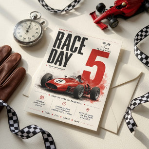 Race Day 5th Birthday Invitation   Vintage Formula