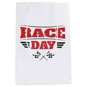 Race Day Chequered Flag Car Racing Medium Gift Bag