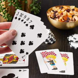 Race Day Girl with Red Chequered Flag Playing Cards