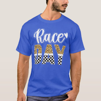 Race Day Leopard Race Day Checkered Flag Race Days T-Shirt