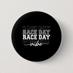 Race Day Vibes Chequered Coquette Bow Car Racing M 2 Inch Round Button