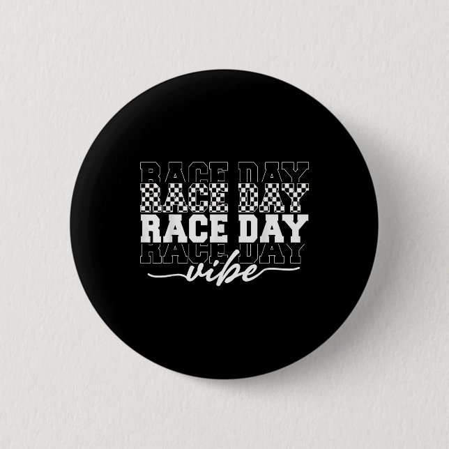 Race Day Vibes Chequered Coquette Bow Car Racing M 2 Inch Round Button (Front)