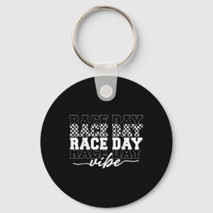 Race Day Vibes Chequered Coquette Bow Car Racing M Keychain