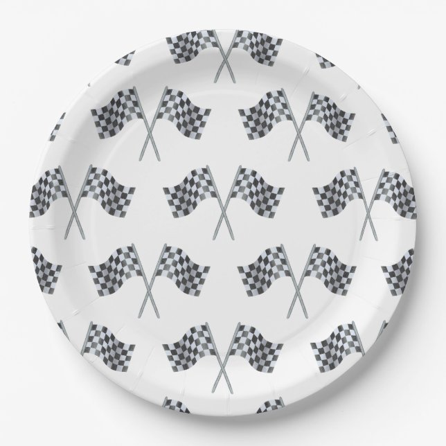 Race Flag Baby Shower Napkin Paper Plate (Front)