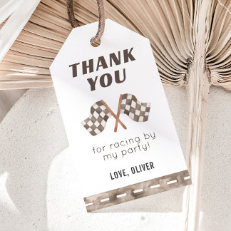 Race Flags Birthday Party Tag, Race Car Thank You Gift Tags