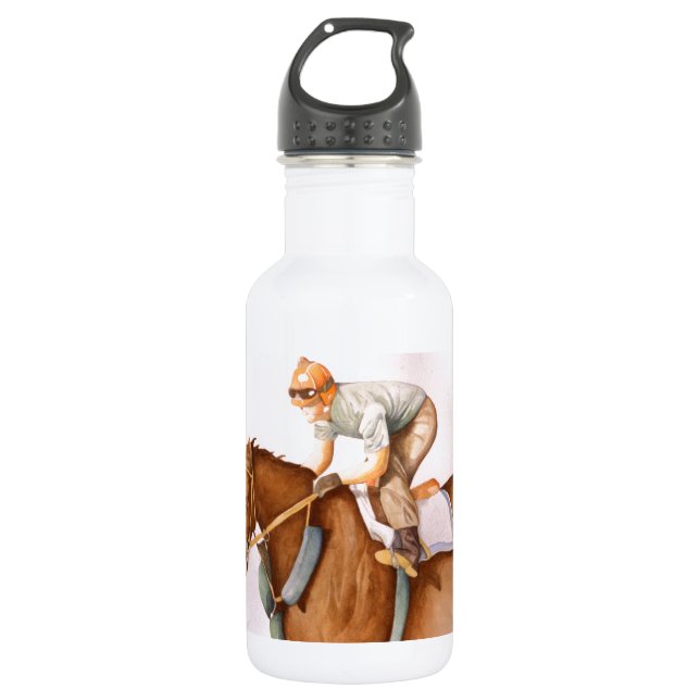 Race Horse and Jockey 532 Ml Water Bottle (Front)