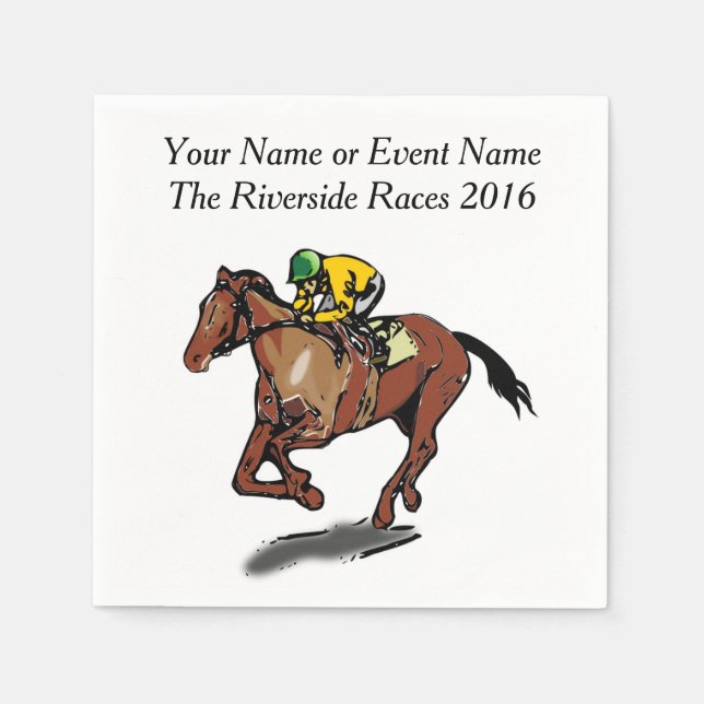 Race Horse and Jockey Custom Steeplechase Party Napkin (Front)