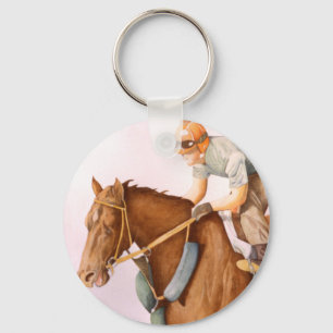Race Horse and Jockey Keychain