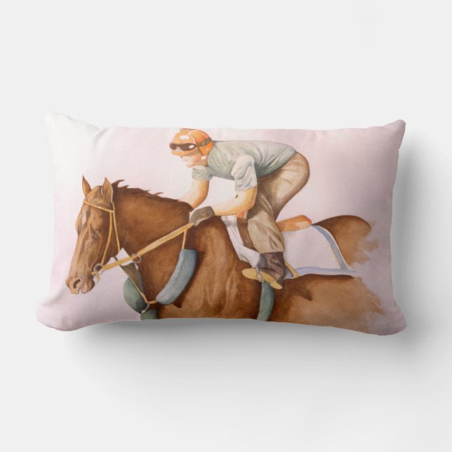 Race Horse and Jockey Lumbar Pillow (Front)