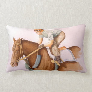 Race Horse and Jockey Lumbar Pillow