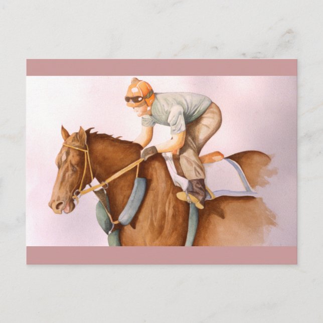 Race Horse and Jockey Postcard (Front)