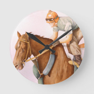 Race Horse and Jockey Round Clock