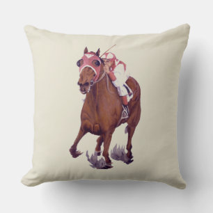 Race Horse is the Winning Thoroughbred Throw Pillow