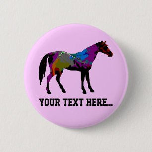Race Horse Personalised 2 Inch Round Button