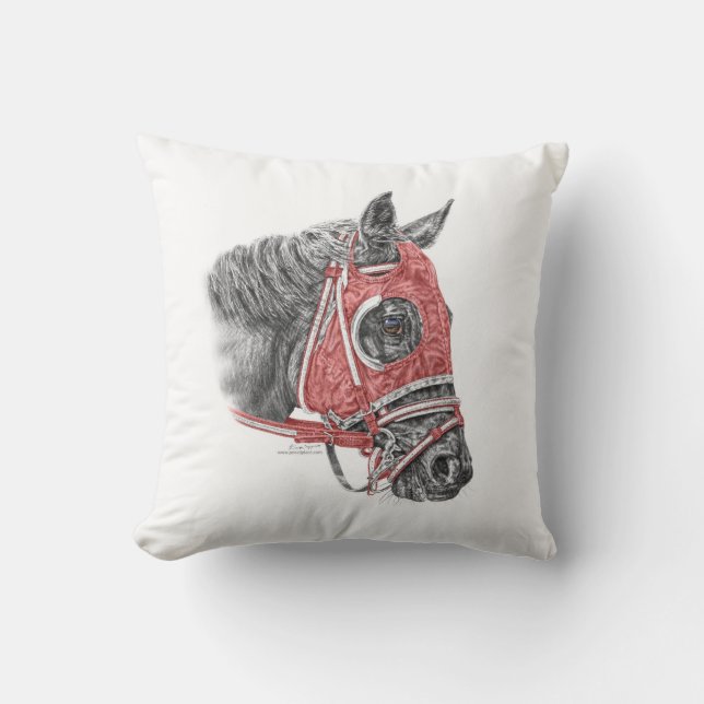 Race Horse Portrait Silks Throw Pillow (Front)