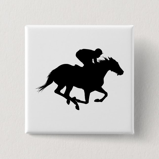 Race Horse Silhouette 2 Inch Square Button (Front)