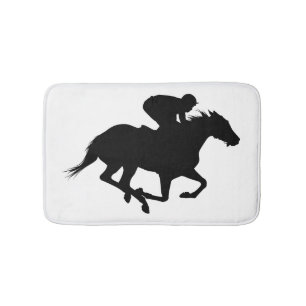 Race Horse Silhouette Bath Mat