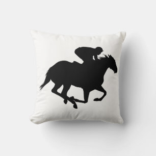 Race Horse Silhouette Throw Pillow