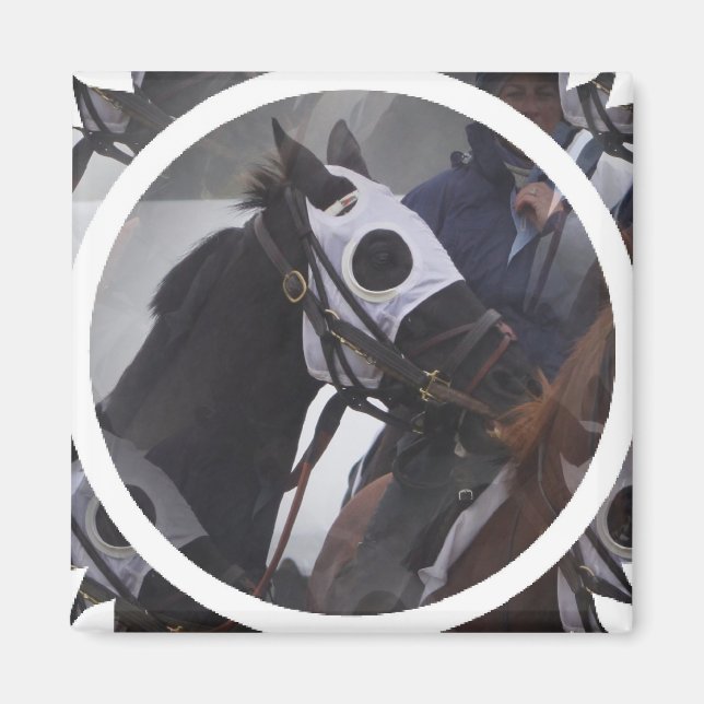 Race Horse Square Magnet (Front)