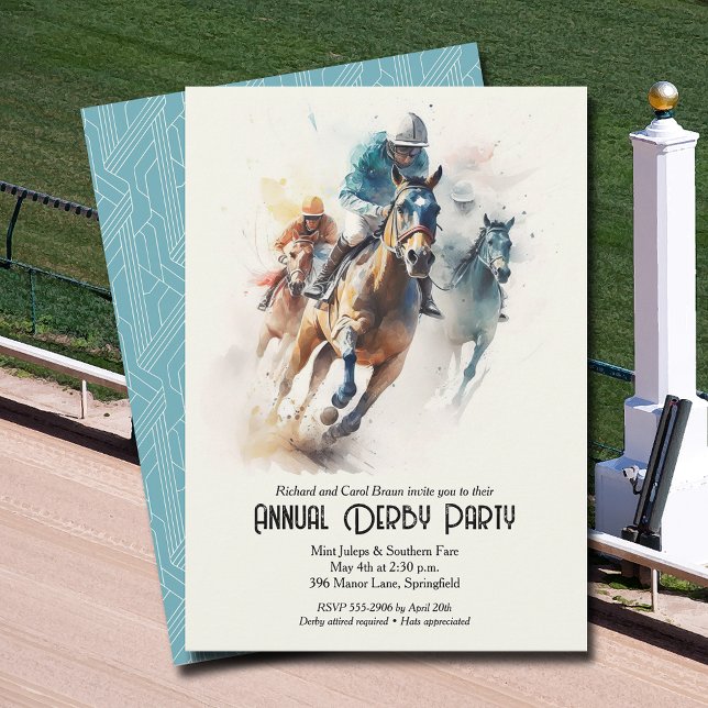 Race Horses Derby Party Invitation (Racehorses and Jockeys Derby Party Invitations - INSTANT DOWNLOAD and/or PRINTED or both!)