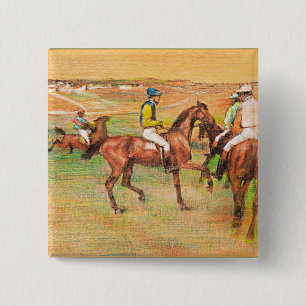 Race Horses, famous painting by Edgar Degas 2 Inch Square Button