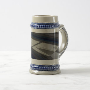 Race on blue grey track beer stein