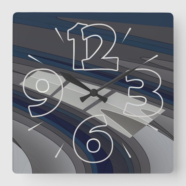 Race on blue grey track square wall clock (Front)