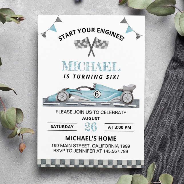 Race On Over Birthday Invitation Racing Car (Creator Uploaded)