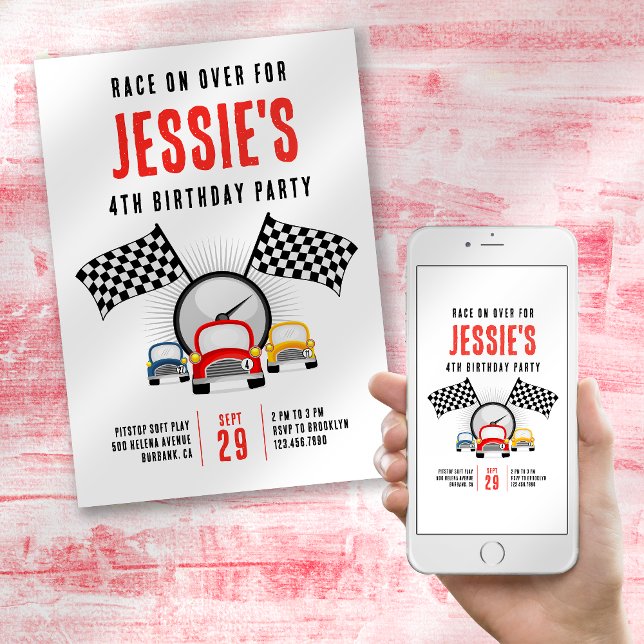 Race on Over Car Birthday Party Invitation (Creator Uploaded)