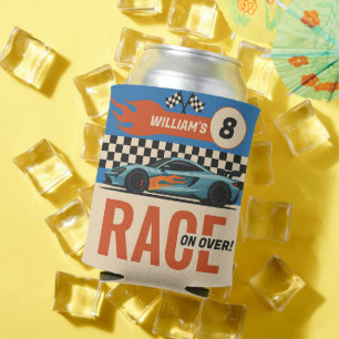 Race on Over Cool Car Race Boys Birthday Can Cooler