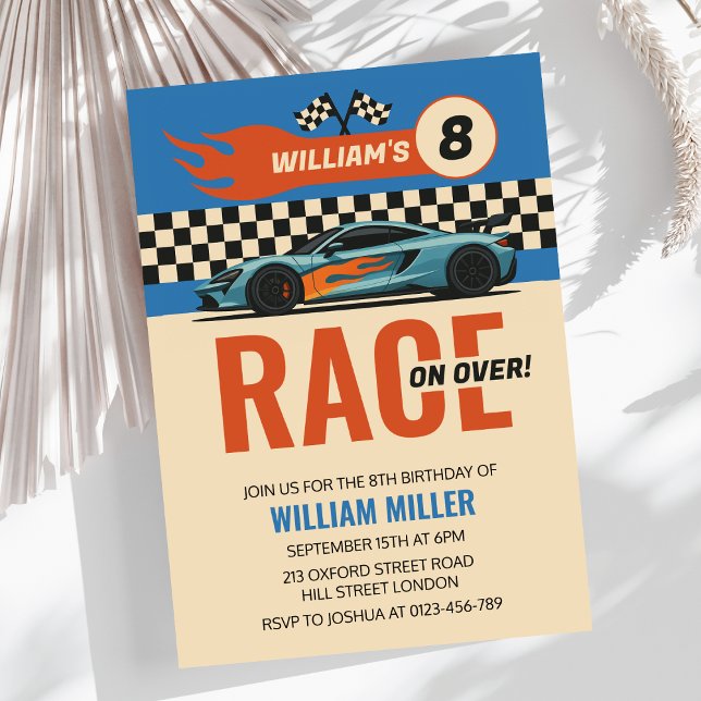 Race on Over Cool Car Race Boys Birthday Invitation (Creator Uploaded)