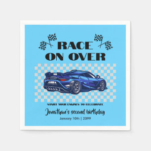 Race on Over Modern Blue Sports Car Any Age Napkin