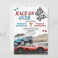 Race On Over Vintage Racing Car Joint Birthday
