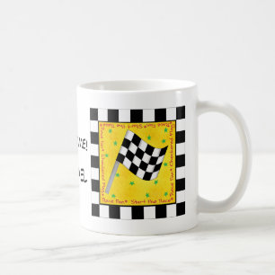 Race Time Name Personalized Chequered Flag Coffee Mug
