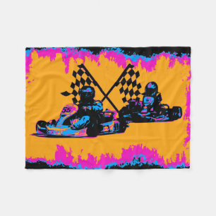 Race to the Finish - Go Kart Racers  Fleece Blanket