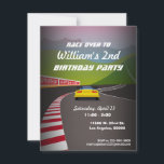 Race Track Race Car Kids Birthday Party Invitation<br><div class="desc">A curving racetrack with yellow car up ahead and simple text with a fast flare. More car colours available in my store. For the backer colour: Click "Customize It" and use the swatches on the right to change the background colour. The eyedropper tool gives you even more swatches, and "advanced"...</div>
