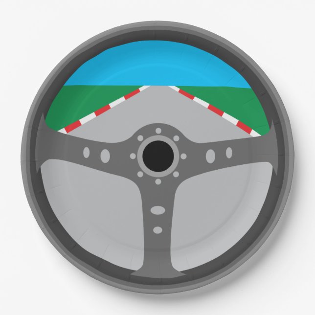 Race Track Steering Wheel Paper Plate, Fun to use! Paper Plate (Front)