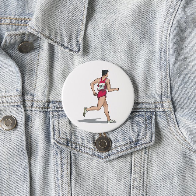 Race Walker Athlete Sports Runner in Motion  3 Inch Round Button (Creator Uploaded)