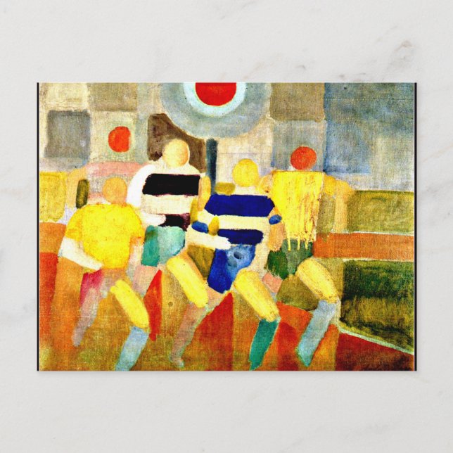 Race Walkers, colourful Cubist artwork Postcard (Front)