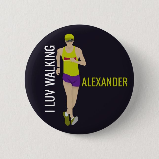 Race Walking 2 Inch Round Button (Front)