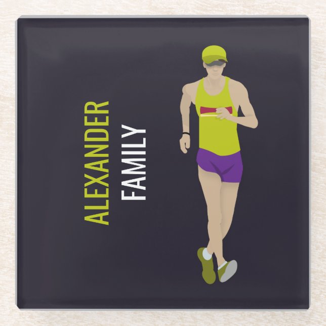 Race Walking Glass Coaster (Front)