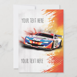Racecar Birthday  Invitation