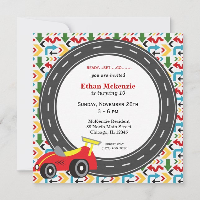 Racecar Birthday Invitation (Front)