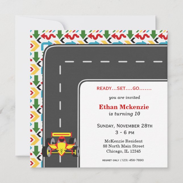 Racecar Birthday Invitation (Front)