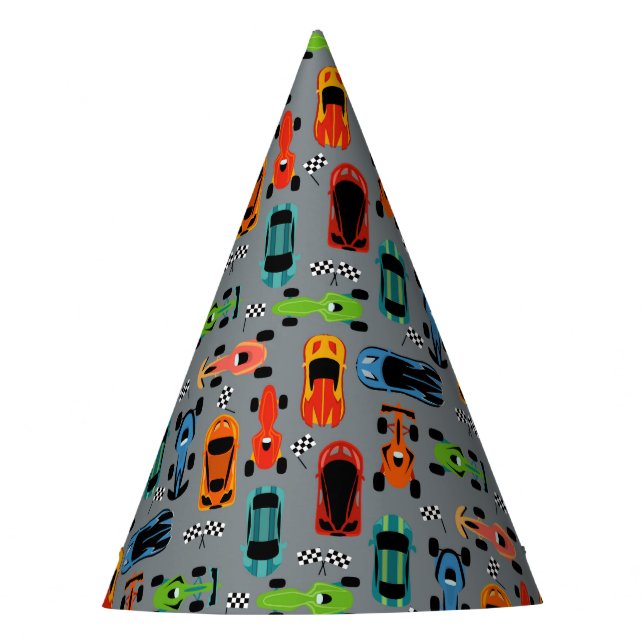 Racecar pattern car birthday party party hat (Front)