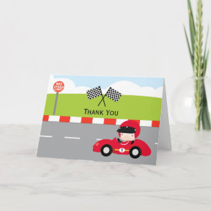Racecar thank you birthday card